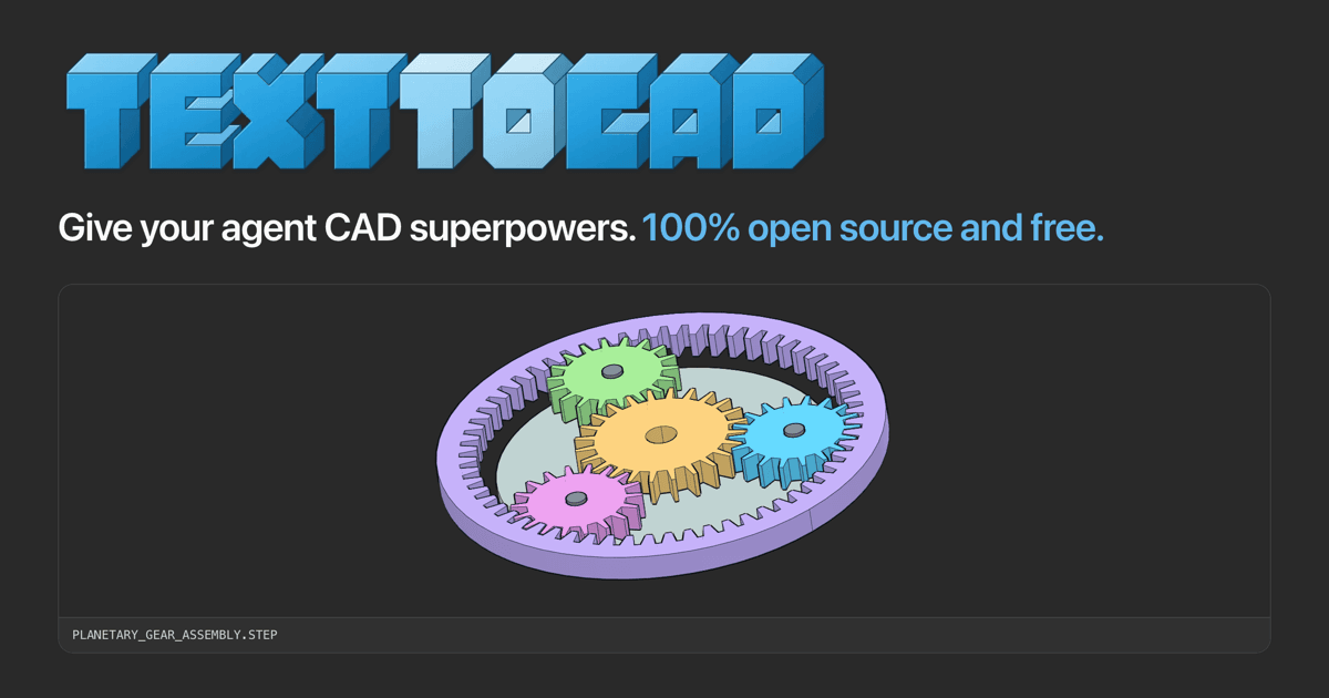 text-to-cad：开源 AI 智能体插件，用一句话生成可制造的 3D CAD 模型