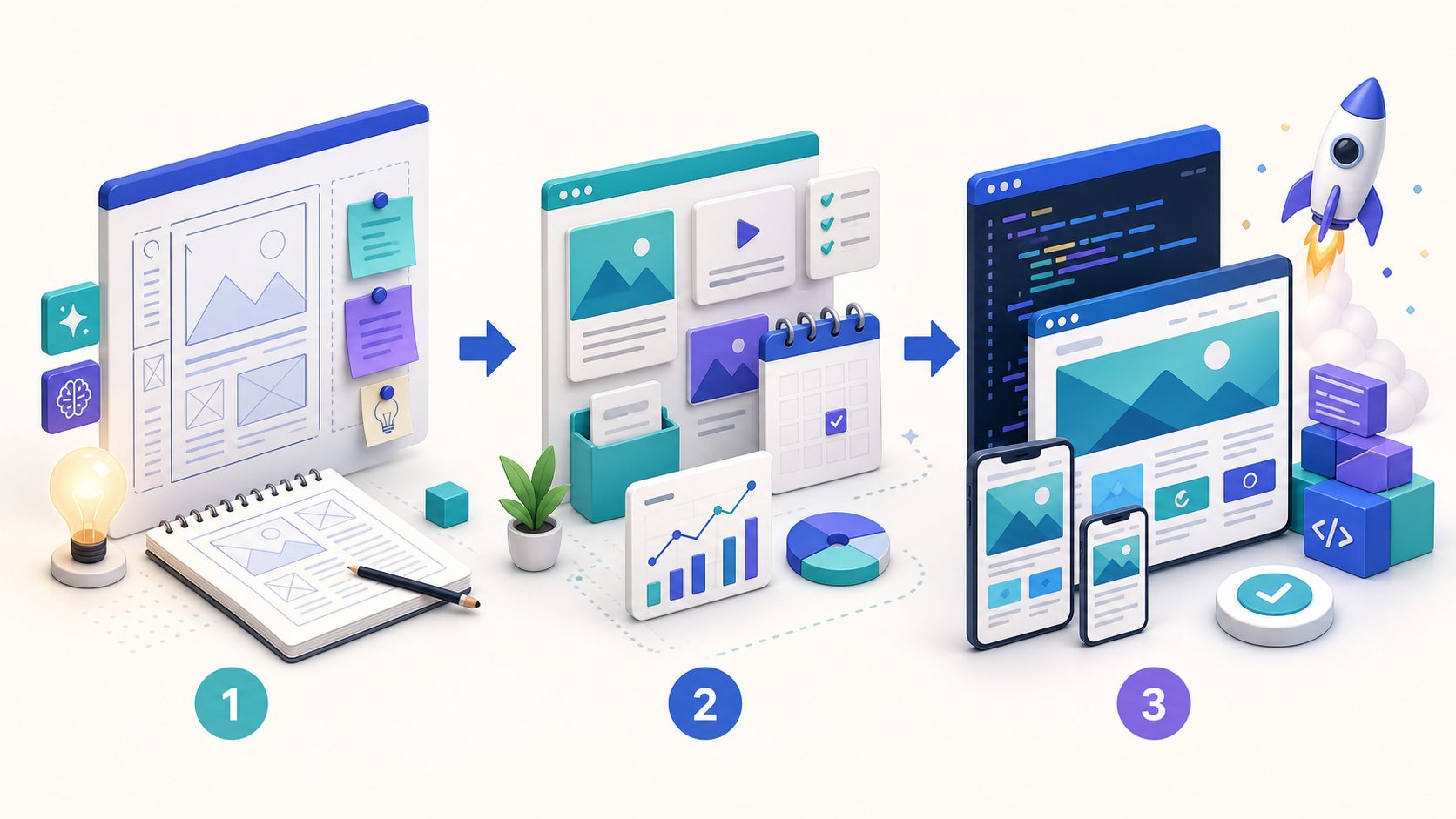 利用 ChatGPT、ChatGPT Work 和 Codex 创建网站的三步协作流程图