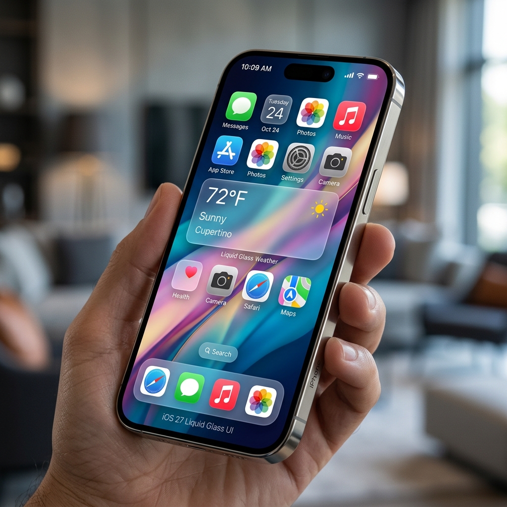 iOS 27 液态玻璃 UI 概念图